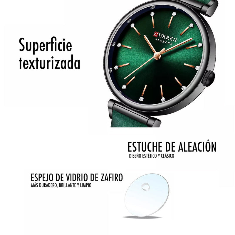 Reloj Curren 9081 CUERO Mujer Dama Negoc